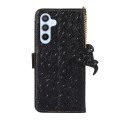 For Samsung Galaxy S24+ Ostrich Pattern Genuine Leather RFID Phone Case(Black)