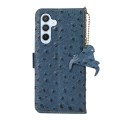 For Samsung Galaxy A35 5G Ostrich Pattern Genuine Leather RFID Phone Case(Blue)