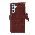 For Samsung Galaxy A35 5G Ostrich Pattern Genuine Leather RFID Phone Case(Coffee)