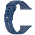 For Apple Watch 3 42mm Square Buckle Silicone Watch Band(Dark Blue)