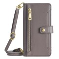 For Huawei Mate 60 Lite Sheep Texture Cross-body Zipper Wallet Leather Phone Case(Grey)