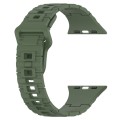 For Apple Watch Ultra 49mm Square Buckle Armor Style Silicone Watch Band(Dark Green)