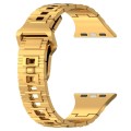 For Apple Watch Ultra 49mm Square Buckle Armor Style Silicone Watch Band(Plating Gold)