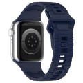 For Apple Watch Ultra 49mm Square Buckle Armor Style Silicone Watch Band(Midnight Blue)