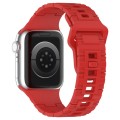 For Apple Watch 8 41mm Square Buckle Armor Style Silicone Watch Band(Red)
