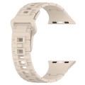 For Apple Watch 8 45mm Square Buckle Armor Style Silicone Watch Band(Ivory White)