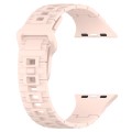 For Apple Watch SE 2022 44mm Square Buckle Armor Style Silicone Watch Band(Light Pink)