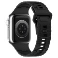 For Apple Watch 7 41mm Square Buckle Armor Style Silicone Watch Band(Black)