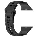 For Apple Watch SE 40mm Square Buckle Armor Style Silicone Watch Band(Plating Titanium Black)