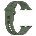 For Apple Watch SE 44mm Square Buckle Armor Style Silicone Watch Band(Dark Green)