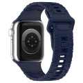 For Apple Watch 6 44mm Square Buckle Armor Style Silicone Watch Band(Midnight Blue)