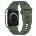 For Apple Watch 4 44mm Square Buckle Armor Style Silicone Watch Band(Dark Green)
