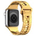 For Apple Watch 3 42mm Square Buckle Armor Style Silicone Watch Band(Plating Gold)