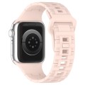 For Apple Watch 3 42mm Square Buckle Armor Style Silicone Watch Band(Light Pink)
