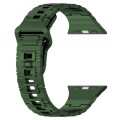 For Apple Watch 42mm Square Buckle Armor Style Silicone Watch Band(Plating Green)