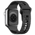 For Apple Watch 38mm Square Buckle Armor Style Silicone Watch Band(Plating Titanium Black)