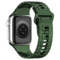 For Apple Watch SE 2023 44mm Square Buckle Armor Style Silicone Watch Band(Plating Green)