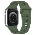 For Apple Watch SE 2023 40mm Square Buckle Armor Style Silicone Watch Band(Dark Green)