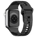 For Apple Watch 9 45mm Square Buckle Armor Style Silicone Watch Band(Plating Titanium Black)