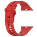 For Apple Watch 9 45mm Square Buckle Armor Style Silicone Watch Band(Red)