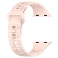 For Apple Watch 9 45mm Square Buckle Armor Style Silicone Watch Band(Light Pink)