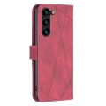For Samsung Galaxy S24+ 5G Magnetic Buckle Rhombus Texture Leather Phone Case(Red)