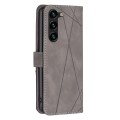 For Samsung Galaxy S24+ 5G Magnetic Buckle Rhombus Texture Leather Phone Case(Grey)