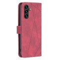 For Samsung Galaxy A35 Magnetic Buckle Rhombus Texture Leather Phone Case(Red)