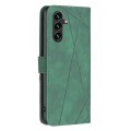 For Samsung Galaxy A35 Magnetic Buckle Rhombus Texture Leather Phone Case(Green)