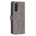 For Samsung Galaxy A35 Magnetic Buckle Rhombus Texture Leather Phone Case(Grey)