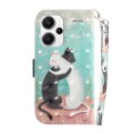 For Xiaomi Redmi Note 13 Pro+ 5G 3D Colored Horizontal Flip Leather Phone Case(Black White Cat)