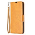 For Samsung Galaxy A55 Lambskin Texture Pure Color Flip Leather Phone Case(Yellow)