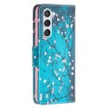 For Samsung Galaxy S24 5G Colored Drawing Pattern Leather Phone Case(Plum Blossom)