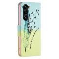 For Samsung Galaxy S24+ 5G Colored Drawing Pattern Leather Phone Case(Feather)