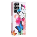 For Samsung Galaxy S24 Ultra 5G Colored Drawing Pattern Leather Phone Case(Butterflies)
