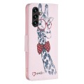 For Samsung Galaxy A35 Colored Drawing Pattern Leather Phone Case(Giraffe)