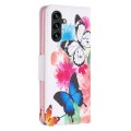 For Samsung Galaxy A35 Colored Drawing Pattern Leather Phone Case(Butterflies)