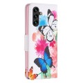 For Samsung Galaxy A55 Colored Drawing Pattern Leather Phone Case(Butterflies)