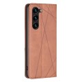 For Samsung Galaxy S24+ 5G Rhombus Texture Magnetic Leather Phone Case(Brown)