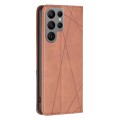 For Samsung Galaxy S24 Ultra 5G Rhombus Texture Magnetic Leather Phone Case(Brown)