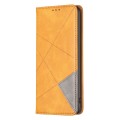For Samsung Galaxy A35 Rhombus Texture Magnetic Leather Phone Case(Yellow)
