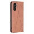 For Samsung Galaxy A35 Rhombus Texture Magnetic Leather Phone Case(Brown)