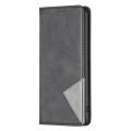 For Samsung Galaxy A35 Rhombus Texture Magnetic Leather Phone Case(Black)