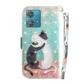 For Motorola Edge 40 Neo 3D Colored Horizontal Flip Leather Phone Case(Black White Cat)