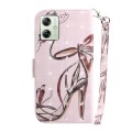 For Motorola Moto G54 3D Colored Horizontal Flip Leather Phone Case(Butterfly High-heeled)
