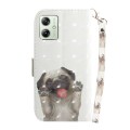 For Motorola Moto G54 3D Colored Horizontal Flip Leather Phone Case(Pug)