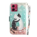 For Motorola Moto G84 3D Colored Horizontal Flip Leather Phone Case(Black White Cat)