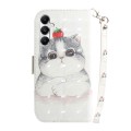 For Samsung Galaxy A05s 3D Colored Horizontal Flip Leather Phone Case(Cute Cat)