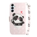 For Samsung Galaxy A15 3D Colored Horizontal Flip Leather Phone Case(Heart Panda)
