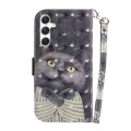 For Samsung Galaxy S24 5G 3D Colored Horizontal Flip Leather Phone Case(Hug Cat)